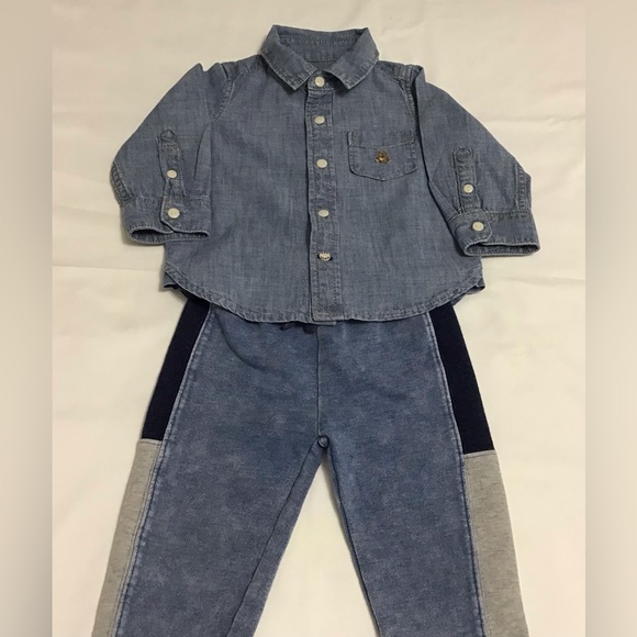 Gap Baby Boy 2-piece Chambray Shirt and Splendid Pants Size 6-12 Month - K327 - Picture 6 of 12